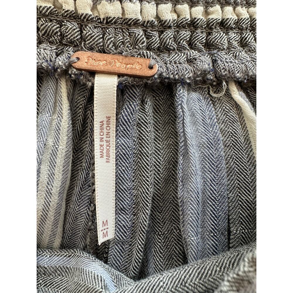 Free People Striped Wide Leg Cropped Pants in Gray and White - Picture 6 of 13